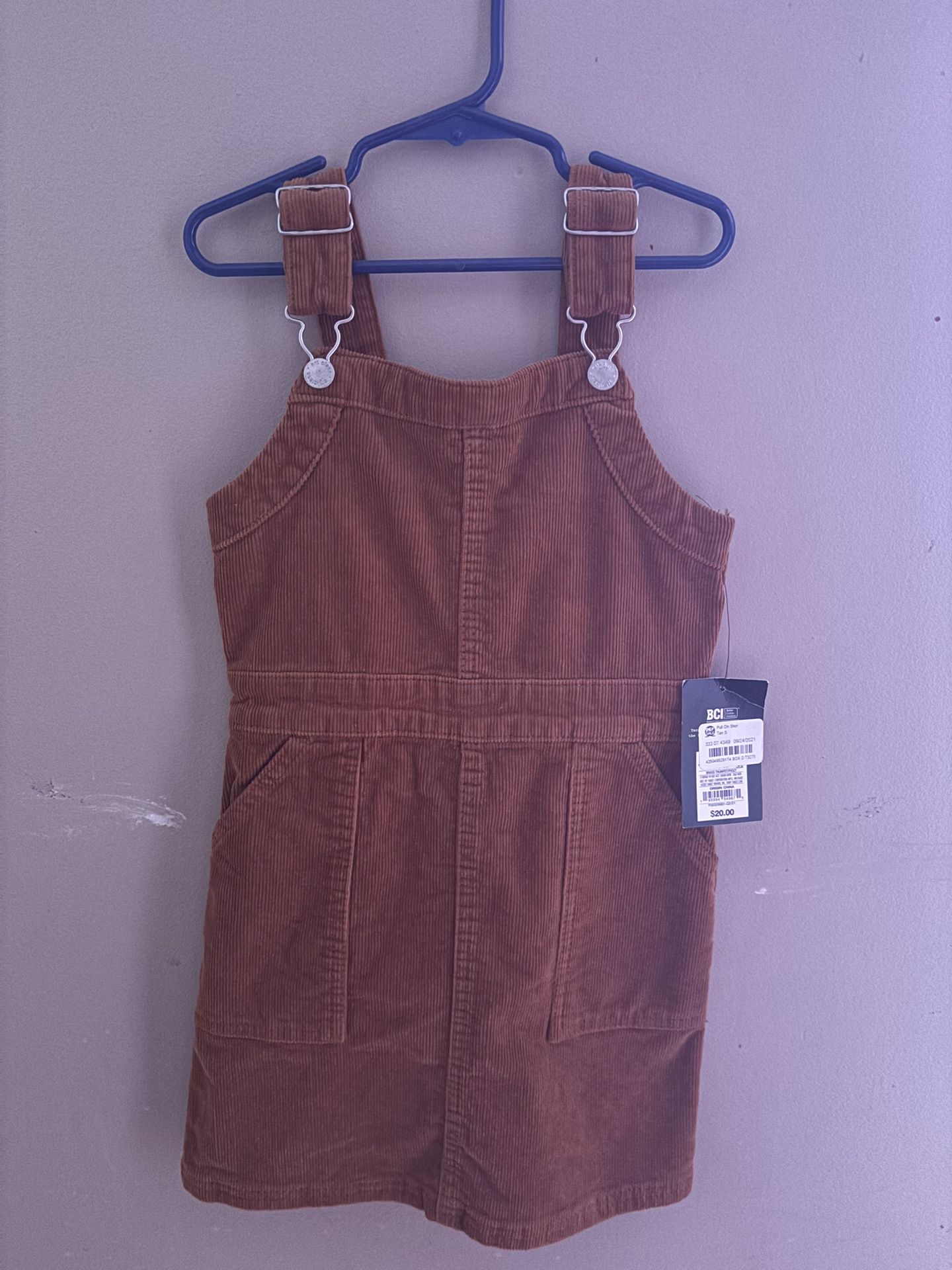 Girls Corduroy Dress Overalls New With Tags