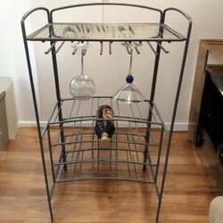 Metal Wine Rack with Glass Holder