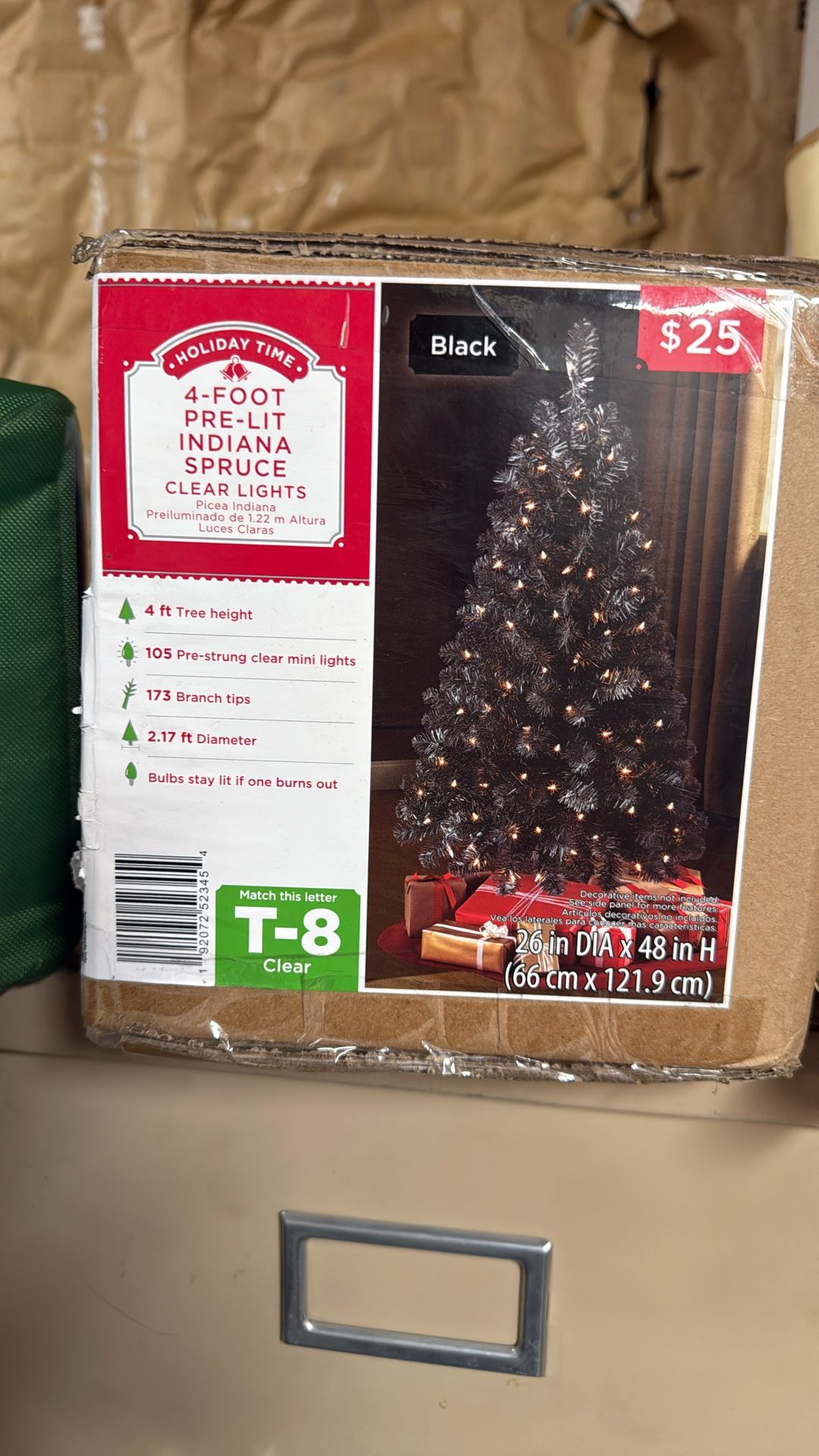 Christmas Tree. Brand New. Black With Clear Lights