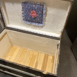 Hand-made  “Antique” Blanket Lined Wooden Steamer Trunk