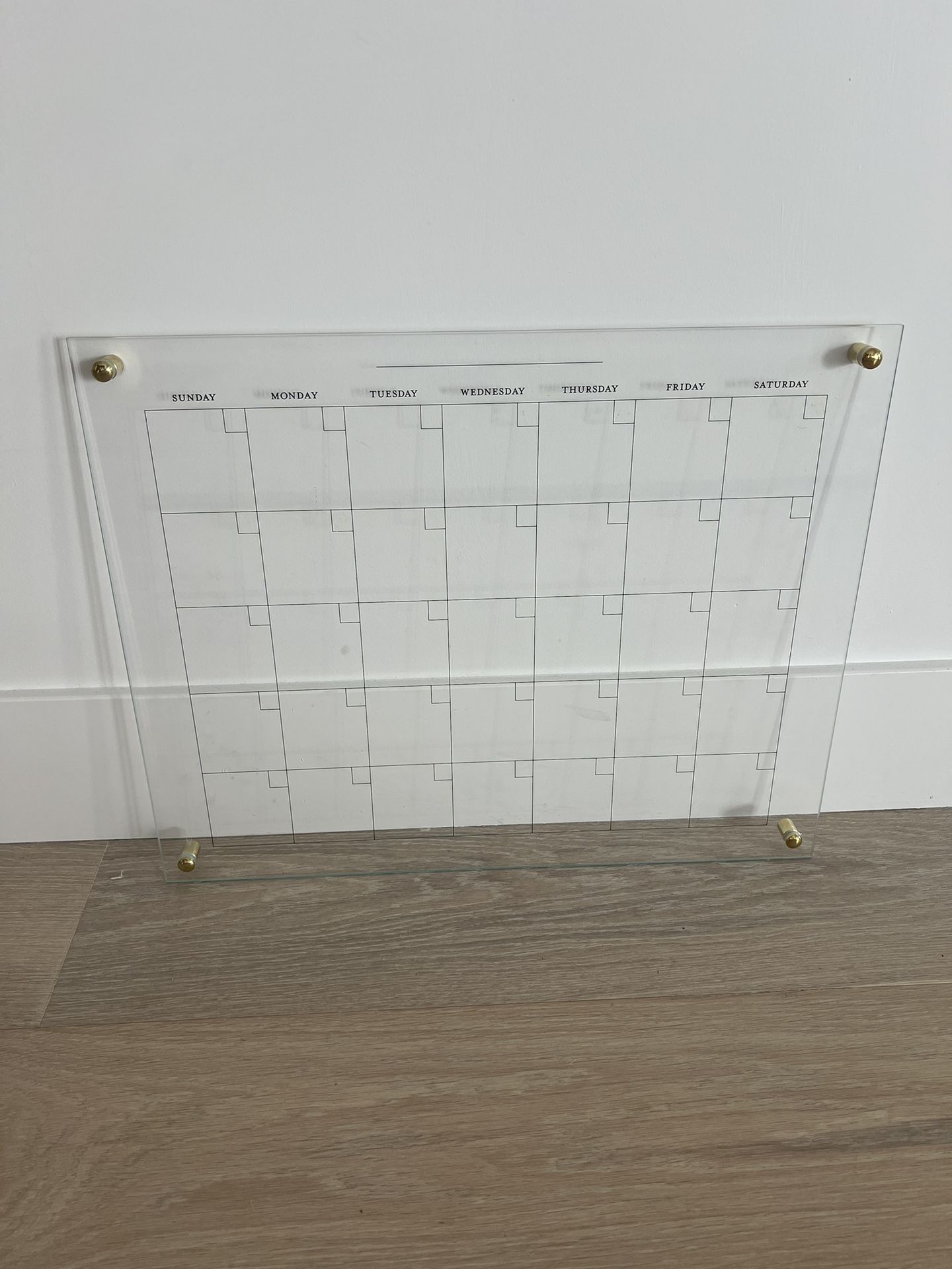 Clear Acrylic Dry-Erase Monthly Calendar