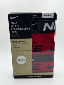 Nike Dri-FIT Essentials Micro Boys Youth L Boxer Brief 3 Pack Red/Black
