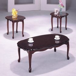 Queen Anne Cherry Finish Coffee End Table Set