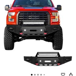 VIJAY Front Bumper Fits 2015-2017 Ford F150 (Excluding Raptor) with Winch Plate and Lights