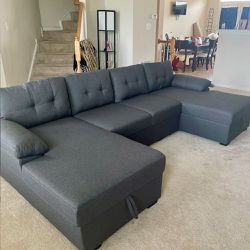 Sectional Sofa Bed Couch With Double Chaises Storage