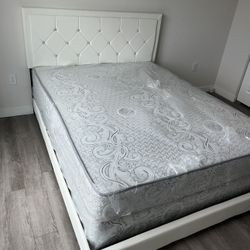 NEW BED FRAME QUEEN SIZE WITH MATTRESS AND BOX SPRING