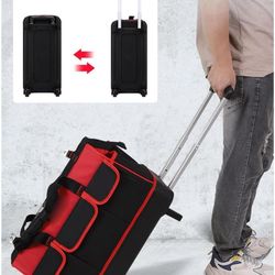 Tool Rolling Bag Wide Opening and Large Capacity Hand Tool Pull Bar Bag for Electrician Repairman(J1)