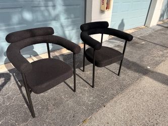 Meridian Furniture,Blake Black Boucle Fabric Dining Chair, Set of 2