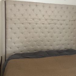 King Size Beige Material With Button Studs