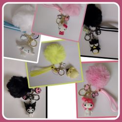 Hello Kitty Keychain With Pom Pom