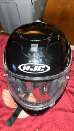 Black HJC motorcycle helmet