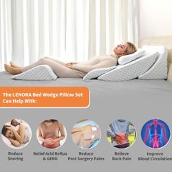 Brand New Adjustable Orthopedic Bed Wedge Pillow Set, Reading Pillow & Back Support for Sleeping, Memory Foam Wedge for Lower Back, Knee and Leg Pain,