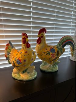 Roosters hand painted