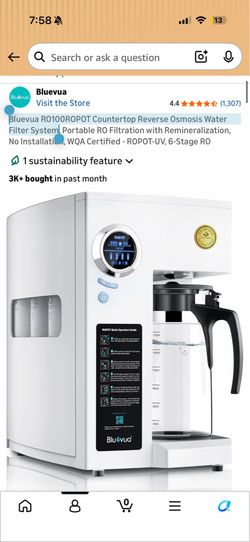 Bluevua Countertop RO Water Filter System – Excellent Condition