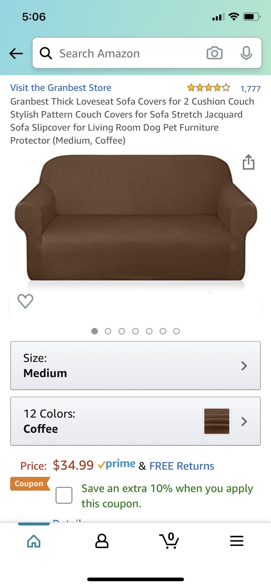 Loveseat stretch seat cover
