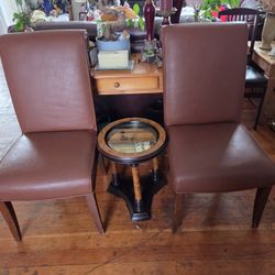 $129 Each Beautiful Leather Chair &clock Table 