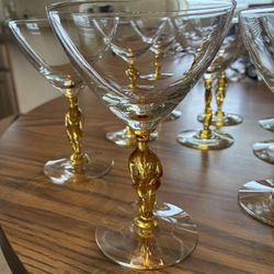 Morgantown Glass Golden Amber Jockey Stem Mai-Kai Derby Daiquiri Cocktail Glasses Set of 6 VINTAGE RARE (I have 12 glasses if interested) 