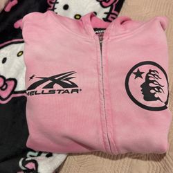 hellstar hoodie pink zip up