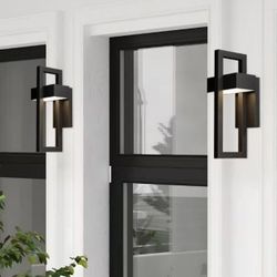 16" BLACK LED OUTDOOR WALL LANTERN 2 PCS