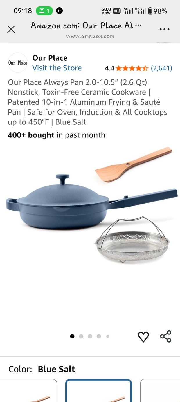 Our Place Always Pan 2.0-10.5” Nonstick, Toxin-Free Ceramic Cookware | Patented 10-in-1 Aluminum Frying & Sauté Pan | Safe for Oven, Indu