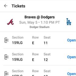 4 Dodgers vs Braves Game Tickets 