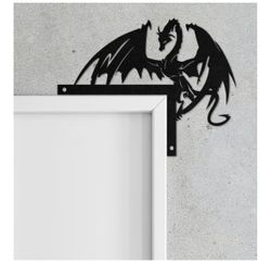 Señales de puerta personalizadas de dragón malvado - Arte de pared de metal negro y decoración de ventana (Estilo A, 20cm / 7.87" TAMAÑO PEQUEÑO)