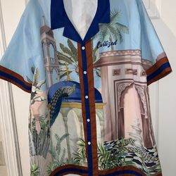 CivilizeD peacock paradise casual button up shirt men’s XL