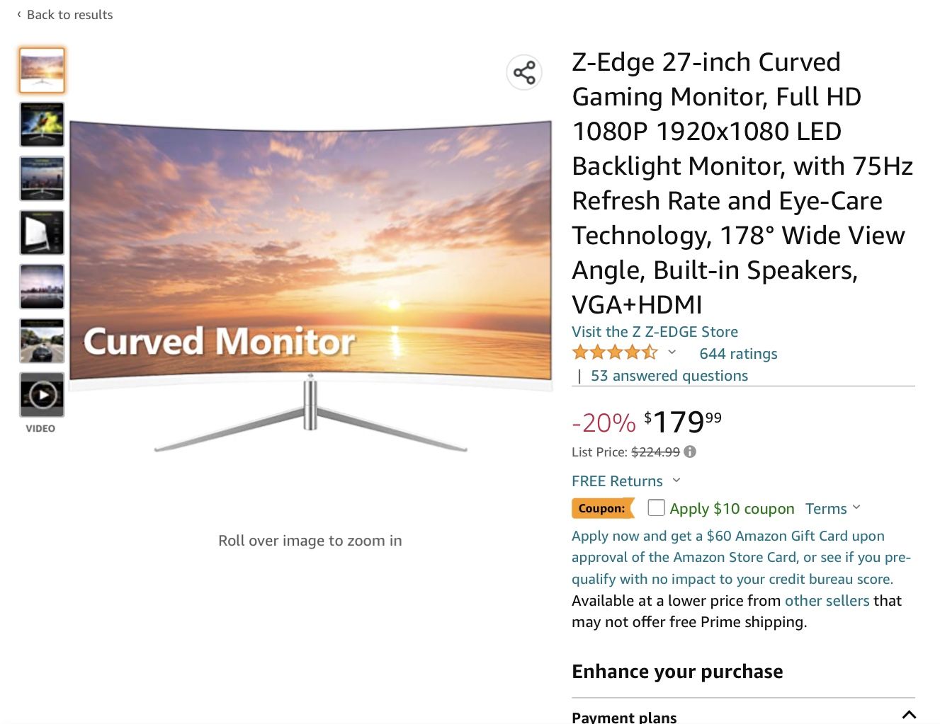 Z-Edge 27-inch Curved Gaming Monitor