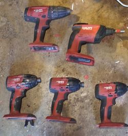 Hilti 18V Cordless 5-Tool Contractor Lot – (3) SID 18-A Impacts, Drill, Drywall Screwdriver