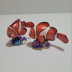 2" Disney Pixar Finding Nemo Clown Fish on Sea Anemone Figures / Cake Toppers.