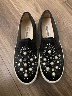 Steve Madden Glade Black Satin Slip-Ons
