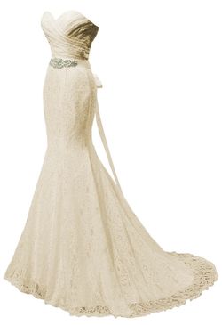 Champagne Lace Mermaid Bridal Wedding Dress Size 8