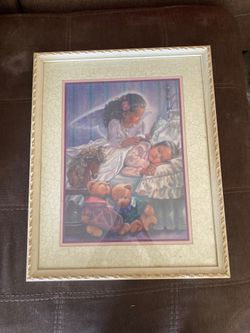 White wooden angel frame