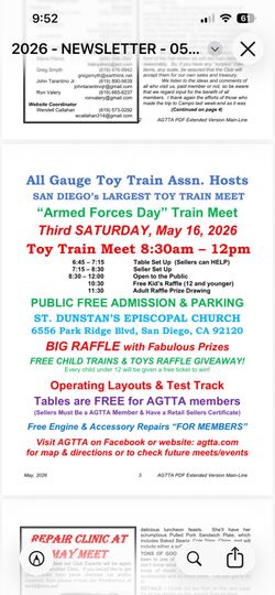 Toy train swap meet May 16
