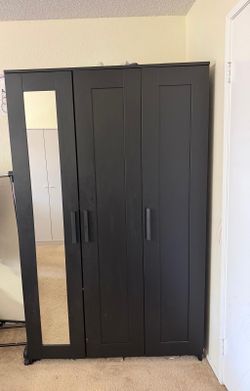 IKEA BRIMNES Wardrobe with 3 Doors - Black/Gray