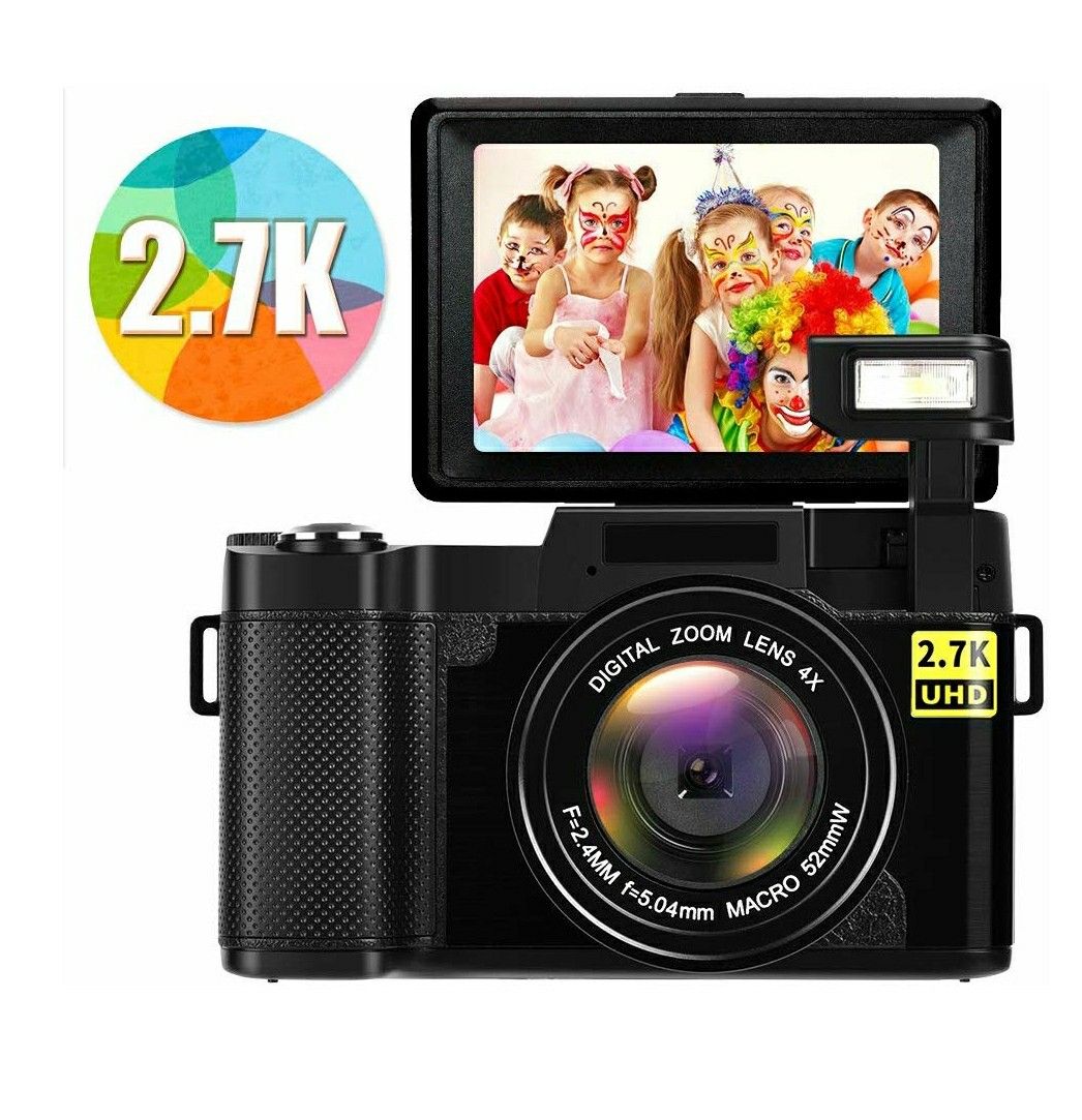 Digital Camera/Camcorder FHD 2.7K 24MP with Flip Screen NEW ½ RETAIL