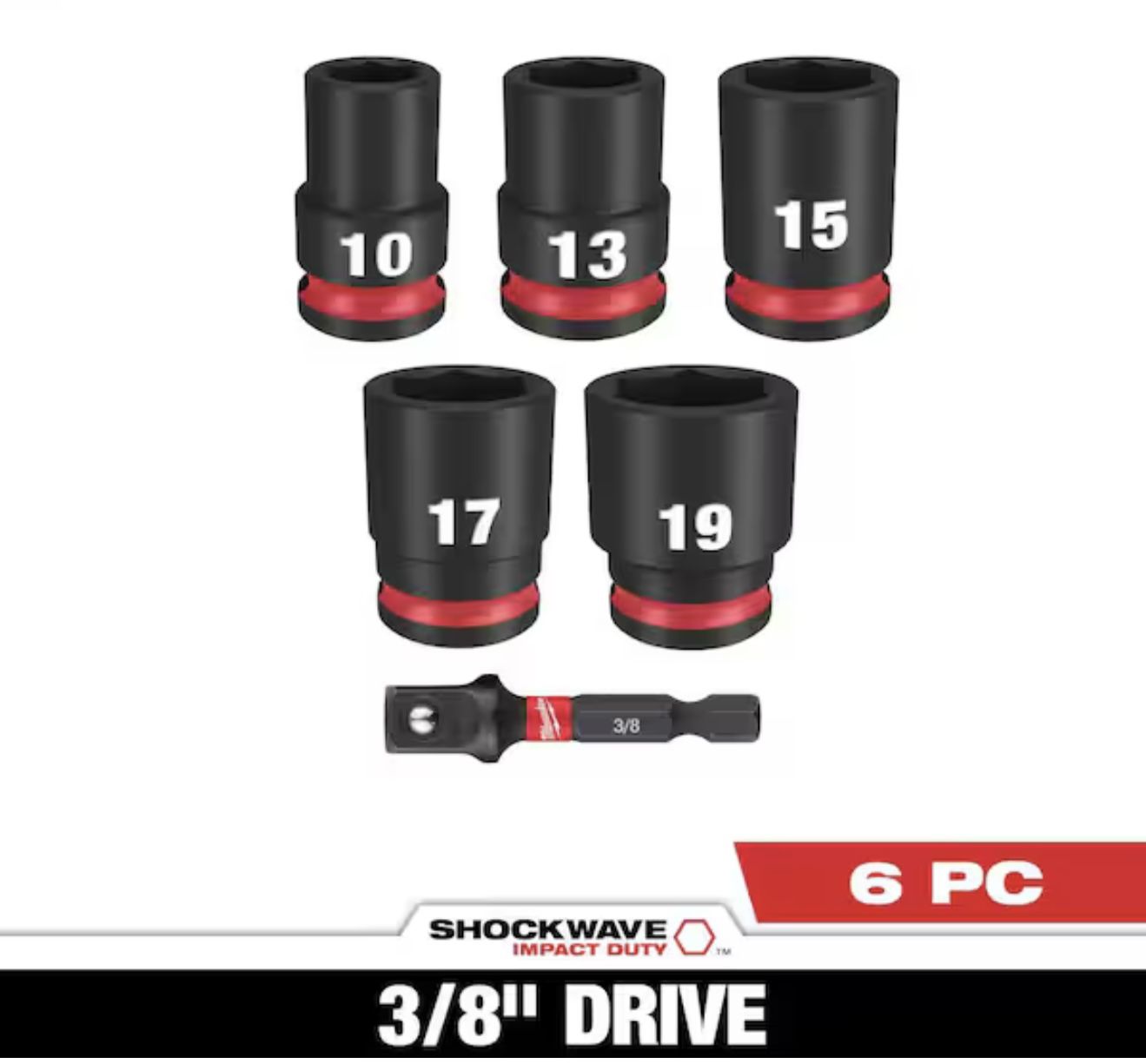 Milwaukee SHOCKWAVE 3/8 in. Drive Metric Standard 6 Point Impact Socket Set (6-Piece)