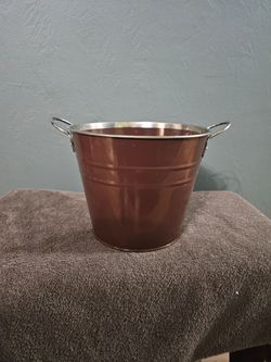 Brown Metal Bucket with Handles