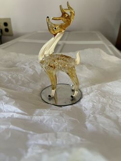 Vintage Hand Blown Glass Deer Figure 