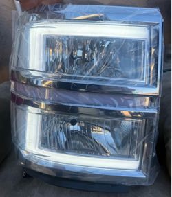 14-15 Chevy Silverado Chrome Clear Reflector LED Strip Headlights