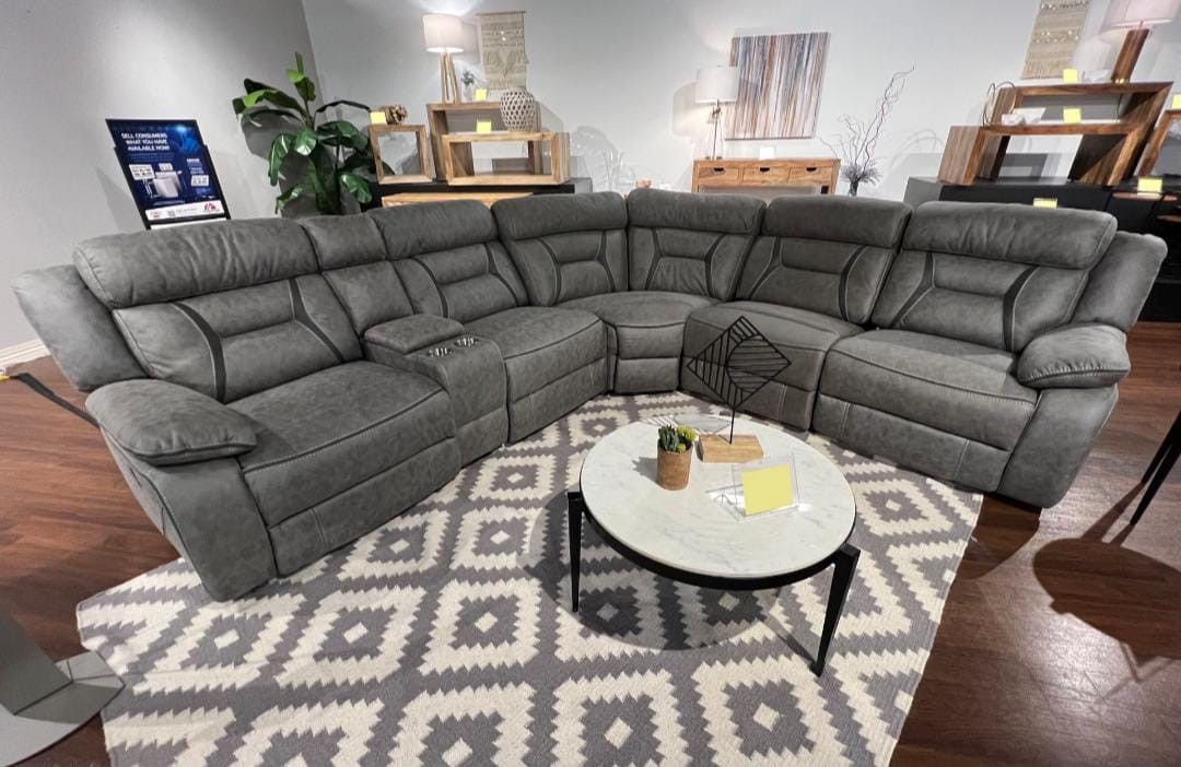 Higgins Upholstered Power Sectional Grey