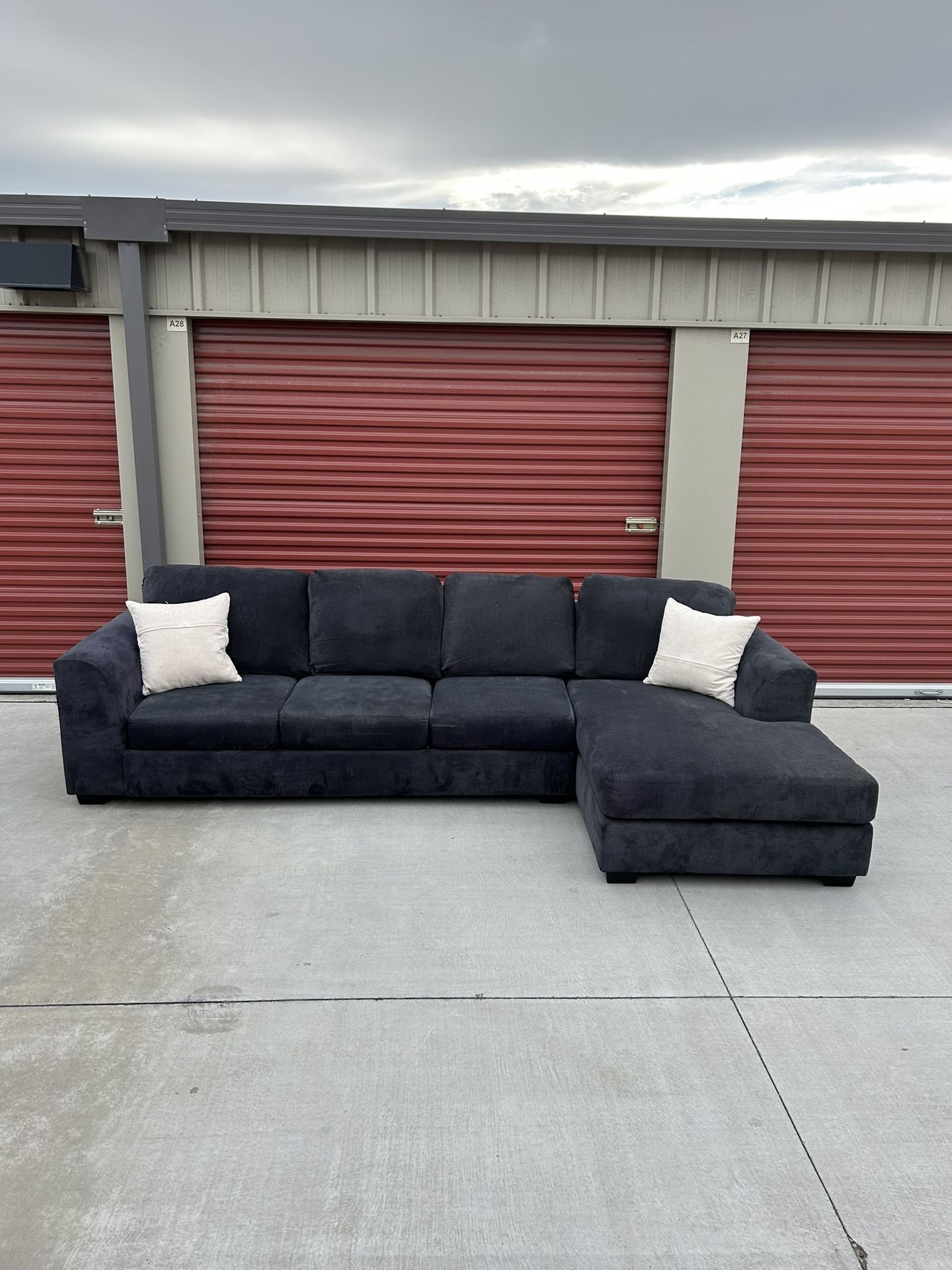 FREE DELIVERY&INSTALLATION Charcoal Suede Sectional Couch