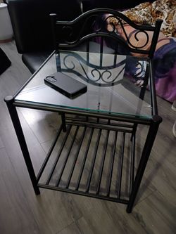Black Metal Glass Side Table