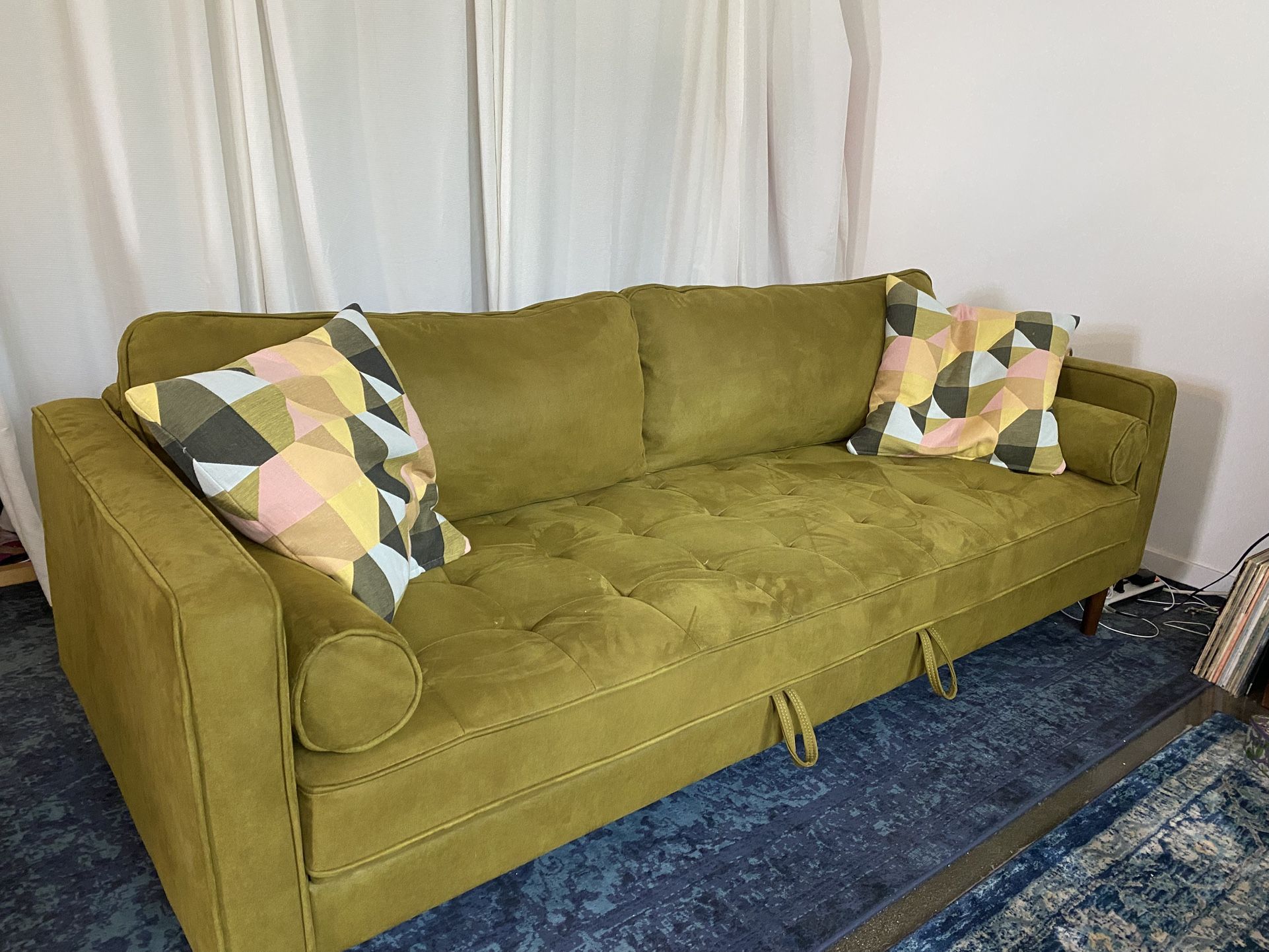 Olive Moss Green Nouhaus Sofa Bed Couch Futon
