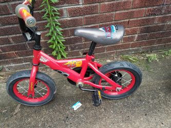 Bike; boys bicycle; CARS cartoon; Red and black; no training wheels; 16 in - $25