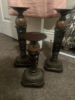 Brown marble candle holders