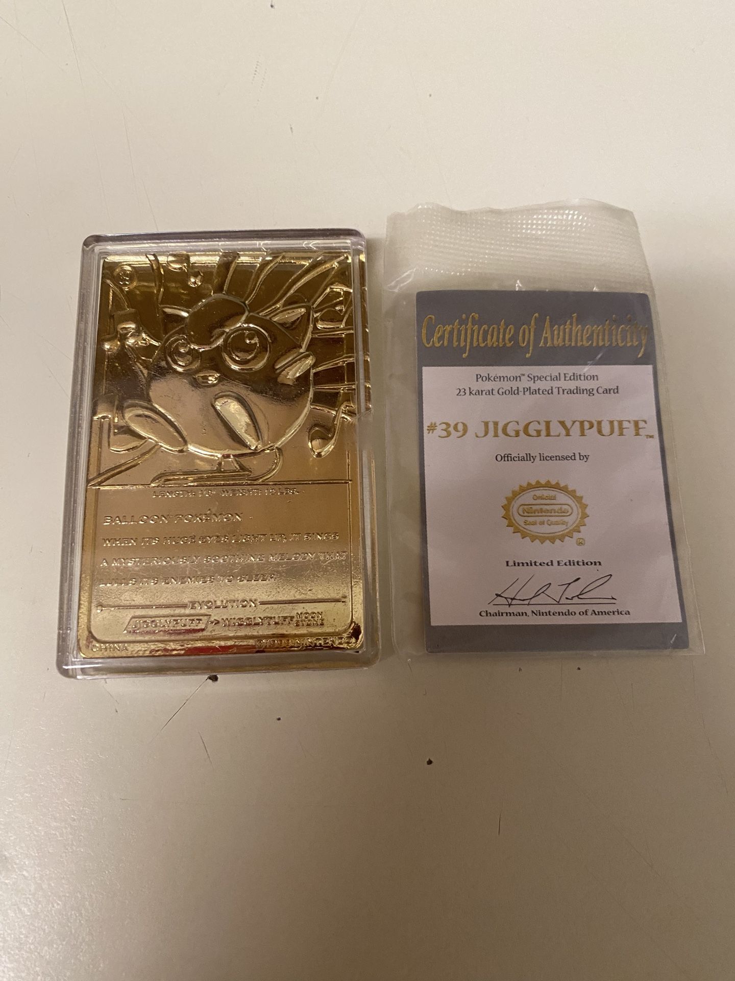 1999 23 Karat GOLD Jigglypuff Pokémon card collectible