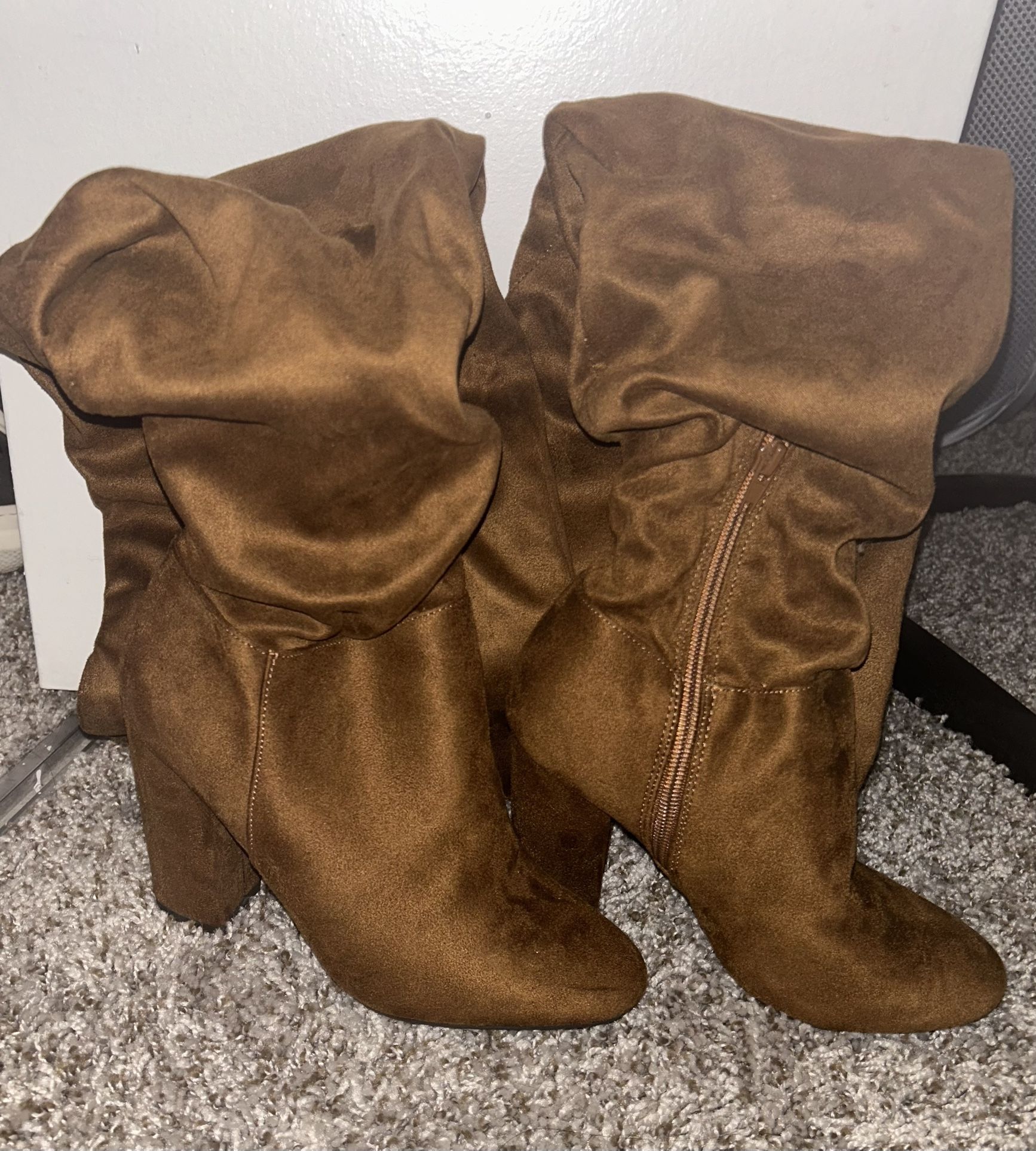 Thigh High Suede Heel Boots