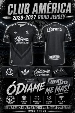 $45 2026 CLUB AMERICA AWAY BLACK plain Jersey Adi das players auth  entic Mexico Barcelona America Spain Madrid Chivas