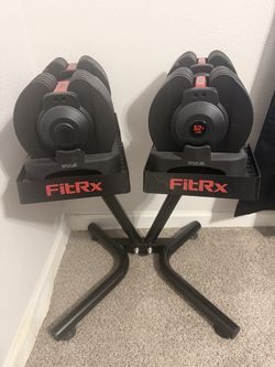 FitRx SmartBell 52.5 lbs Adjustable Dumbbells (Pair) with Stand / Rack - Great conditions